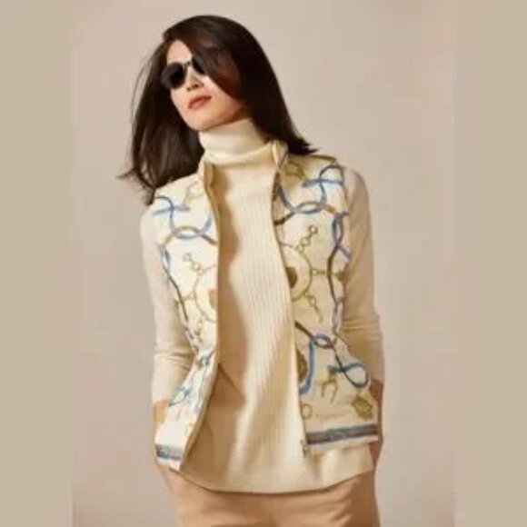 J.Mclaughlin Quilted Equestrian Reversible Horsebit Puffer Vest Pockets - Picture 2 of 10